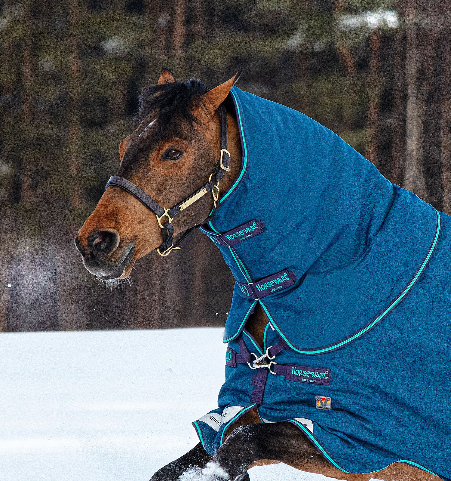 Couvre-cou Horseware 150g pour couverture Rhino Original Marine / gris Bleu