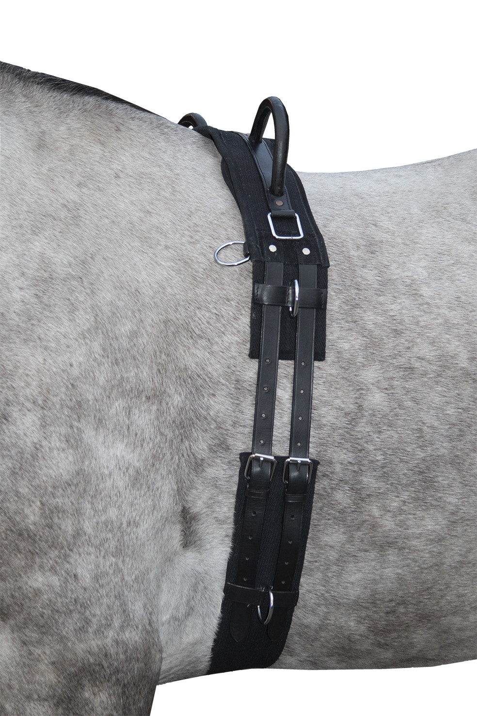 Canvas longeersingel met handvat HKM Zwart