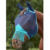 Masque anti-mouches Weatherbeeta ComFiTec Deluxe Mesh oreilles et franges - Marine / turquoise
