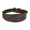 Collier pour chien Weatherbeeta cuir Polo Lurcher - Marron beaufort / rose / bleu sarcelle