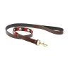 Weerbestendige leren hondenhalsband Polo - Marron cowdray / zwart / rood / wit