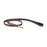 Weerbestendige leren hondenhalsband Polo - Kastanjebruin cowdray / roze / blauw / geel