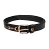 Ceinture anglaise avec mors eggbutt en or rose Equestro - Noir
