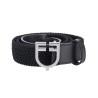 Ceinture élastique en cuir avec boucle logo Equestro - Argent / noir