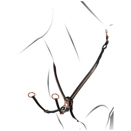 Borsttuig met clincher en vork van roségouden leer Equestro