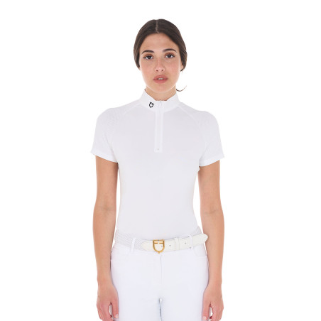 Aangepaste stretch wedstrijdpolo met ritssluiting en mesh voor dames Taline Equestro