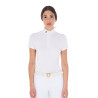 Polo de concours ajusté en stretch avec fermeture éclair et mesh femme Taline Equestro - Blanc