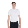 Polo de concours ajusté manches courtes homme 4 boutons Equestro - Blanc