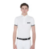 Polo de competición ajustado de manga corta para hombre con inserciones negras Garen Equestro - Wit