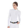 Polo de concours ajusté manches longues femme Artemis Equestro - Blanc