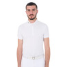 Polo de concours manches courtes homme en tissu technique respirant Hunt Equestro - Blanc