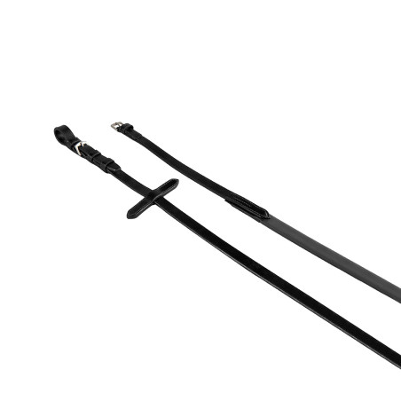 Leren en gladde rubberen teugels Equestro