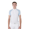 Polo de concours ajusté manches courtes homme 4 boutons Equestro - Bleu ciel