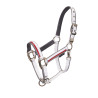 Licol en nylon avec longe Red Trim Equestro - Blanc / rouge / gris