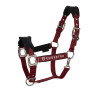 Nylon halster met touw en fleecevoering Equestro - Bordeaux