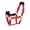 Nylon halster met touw en fleecevoering Equestro - Rood