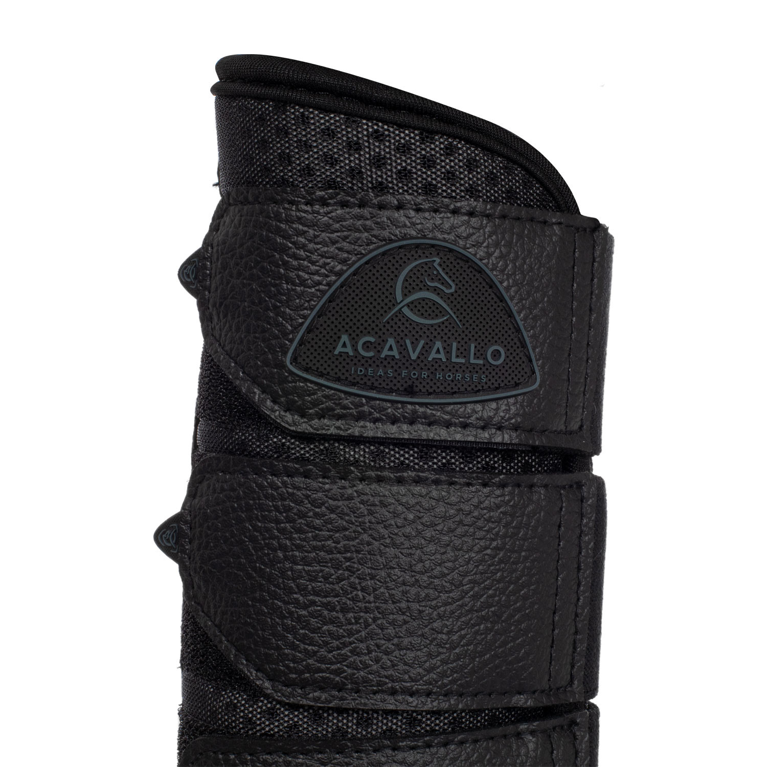 Guêtres arrière en néoprène perforé avec triple velcro Acavallo Noir