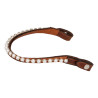 Voorhoofdband van kalfsleer met parels Acavallo - Cognac / wit