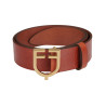 Leren riem met logo en Equestro logogesp. - Goud / cognac