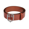 Leren riem met logo en Equestro logogesp. - Zilver / cognac