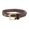 Engelse leren riem met eggbutt bit en strass Equestro - Bruin / goud