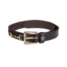 Ceinture anglaise en cuir avec mors eggbutt Equestro - Marron / or
