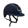 Eclipse-helm met strass en brede klep (3 voeringen) Equestro - Marine / zilver