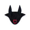 Bonnet anti-mouches en tissu technique avec logo multicolore Equestro - Noir / blanc / rouge coquelicot