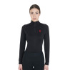 Base layer ajusté manches longues femme en tissu technique Equestro - Noir / rouge