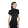 Base layer ajusté manches courtes femme en tissu technique Equestro - Noir / jaune