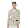 Veste de concours perforée femme 4 boutons Equestro - Oxford tan