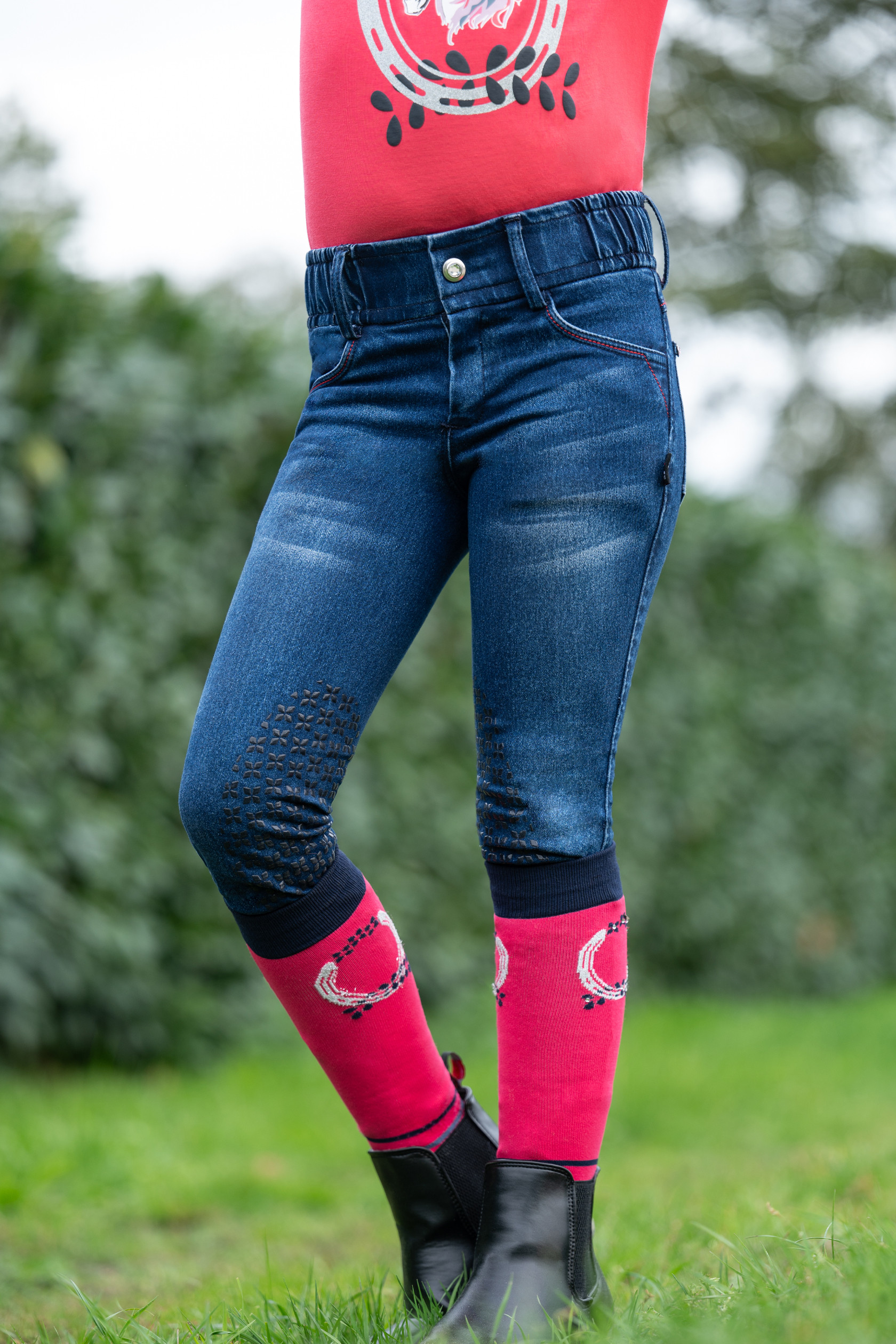 Pantalon enfant Aymee Denim basanes en silicone HKM Bleu foncé Pantalon enfant Aymee Denim basanes en silicone HKM Bleu foncé