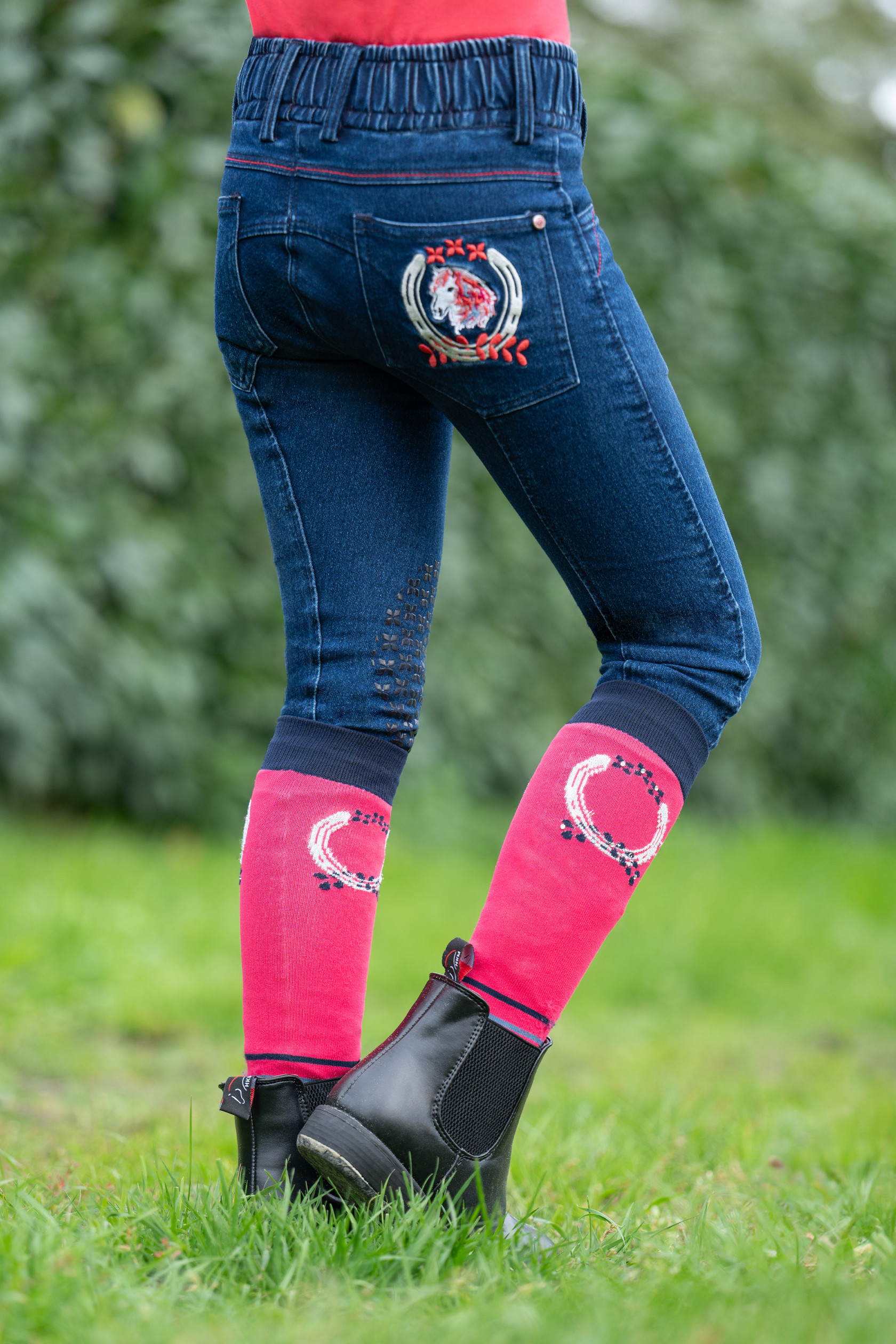 Pantalon enfant Aymee Denim basanes en silicone HKM Bleu foncé Pantalon enfant Aymee Denim basanes en silicone HKM Bleu foncé