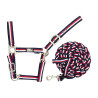 Nylon Halster Tricolor met Supreme Longeerlijn - Marine / wit / rood