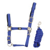 Licol en Nylon avec Renfort en Cuir et Longe Tressée Supreme - Bleu royal