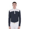 Wedstrijdpolo Heren Lange Mouwen met Knopen Equestro - Wit / marineblauwe blazer