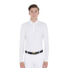 Polo de concours Homme Manches Longues avec Boutons Equestro - Blanc / blanc