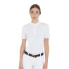 Polo de concours Femme Manches Courtes avec Boutons Equestro - Blanc / citron