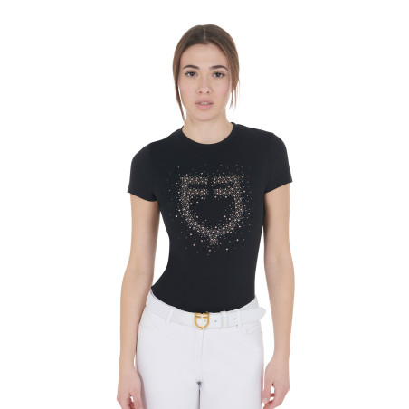 Slim fit dames-T-shirt roze met strass Equestro