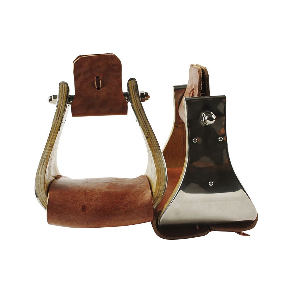 Étriers Western Aledo Saddlery - Cuir Noir Sculpté Main, Largeur 2,5", Conchos étoiles