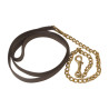 Lange lederen lijn met ketting Umbria Equitazione - Zwart / zilver