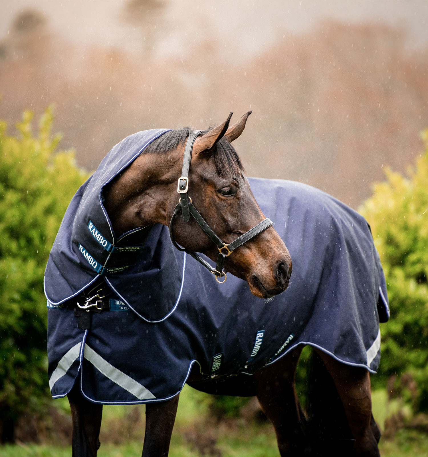 Horseware Rambo Duo Force deken 100g met liners 100g en 300g Marine / marine / wit Marineblauw