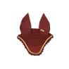 Bonnet anti-mouches poney Derby coton - Bordeaux / or / bordeaux