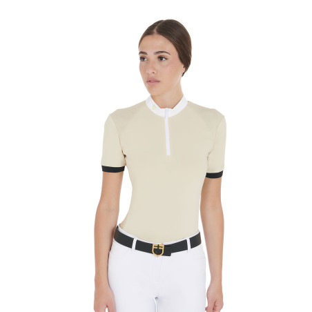 Wedstrijdpolo voor dames, slim fit, met contrasterende schouderstukken Equestro