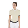 Polo de concours femme coupe slim avec empiècements contrastés sur les épaules Equestro - Beige