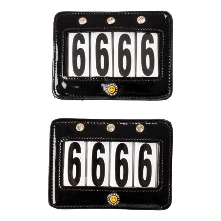 Wedstrijdnummerschilder met 4 cijfers 12x8 cm Equestro met strass-steentjes