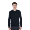 Pull col rond Equestro homme en laine mérinos - Marine