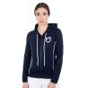 Sweat-shirt femme avec zip frontal en interlock Equestro - Marine blazer / blanc