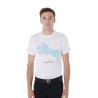 T-shirt en coton Equestro pour homme coupe slim imprimé Jump - Blanc