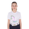 T-shirt fille avec imprimé cheval en interférence Equestro - Blanc